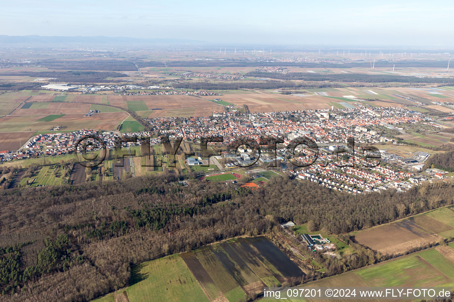 Aerial photograpy of Kandel in the state Rhineland-Palatinate, Germany