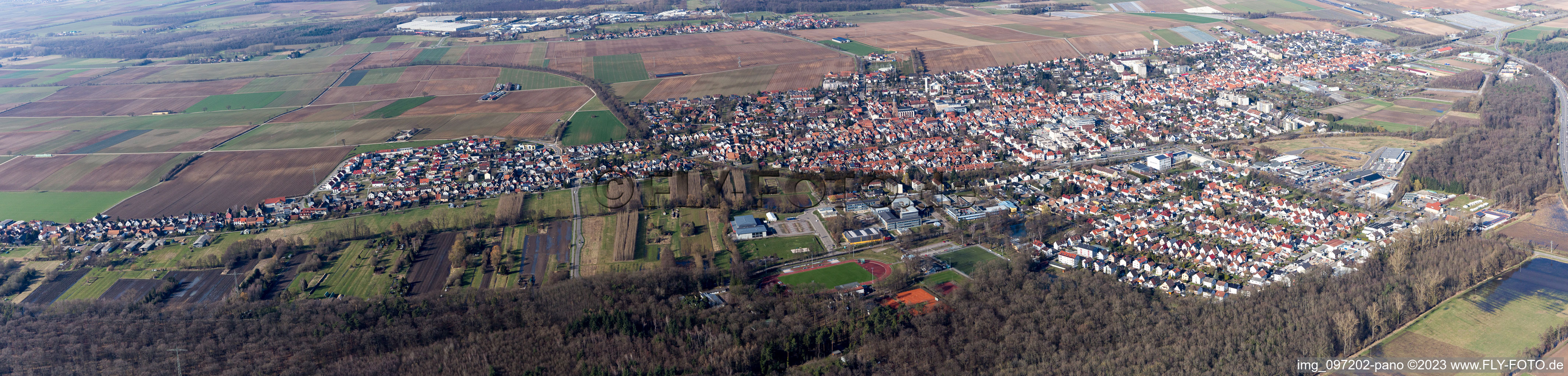 Aerial view of Panorama in Kandel in the state Rhineland-Palatinate, Germany