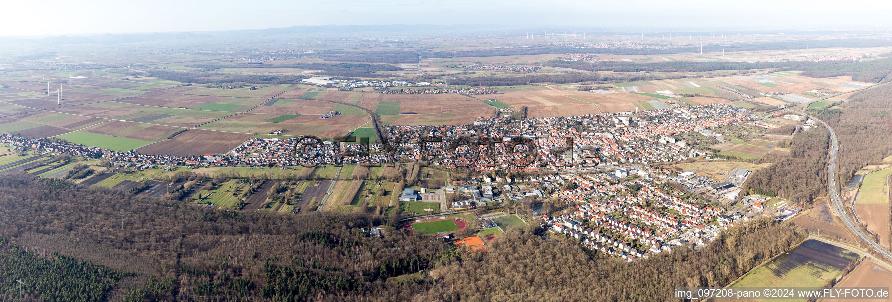 Kandel in the state Rhineland-Palatinate, Germany from above