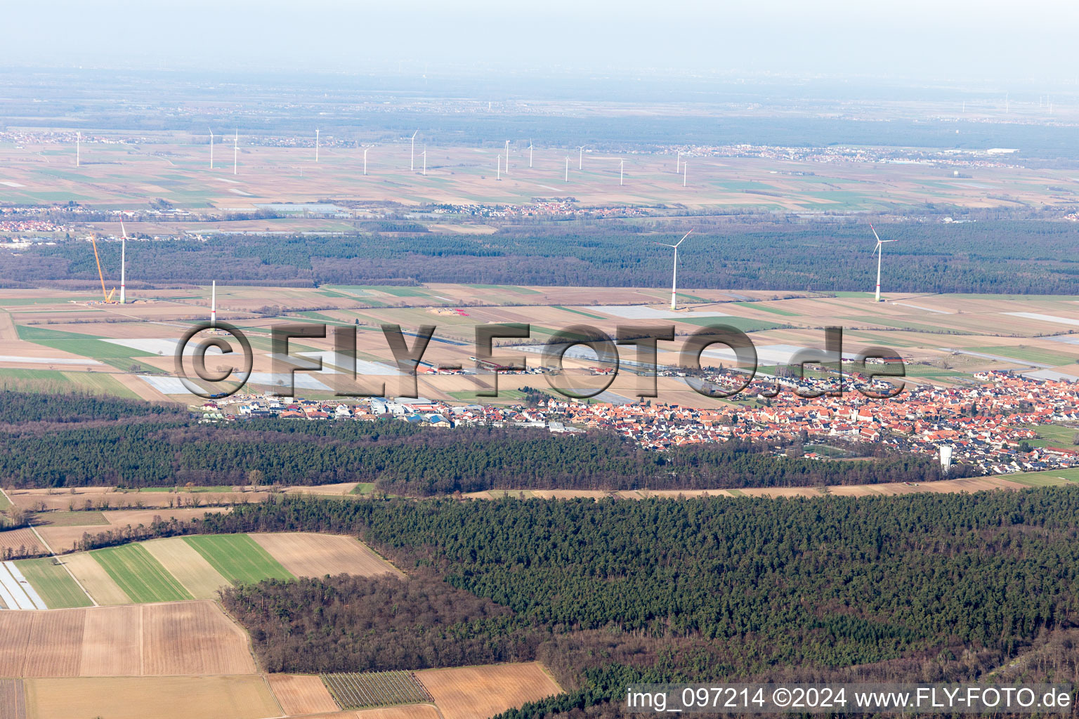 Bird's eye view of Kandel in the state Rhineland-Palatinate, Germany