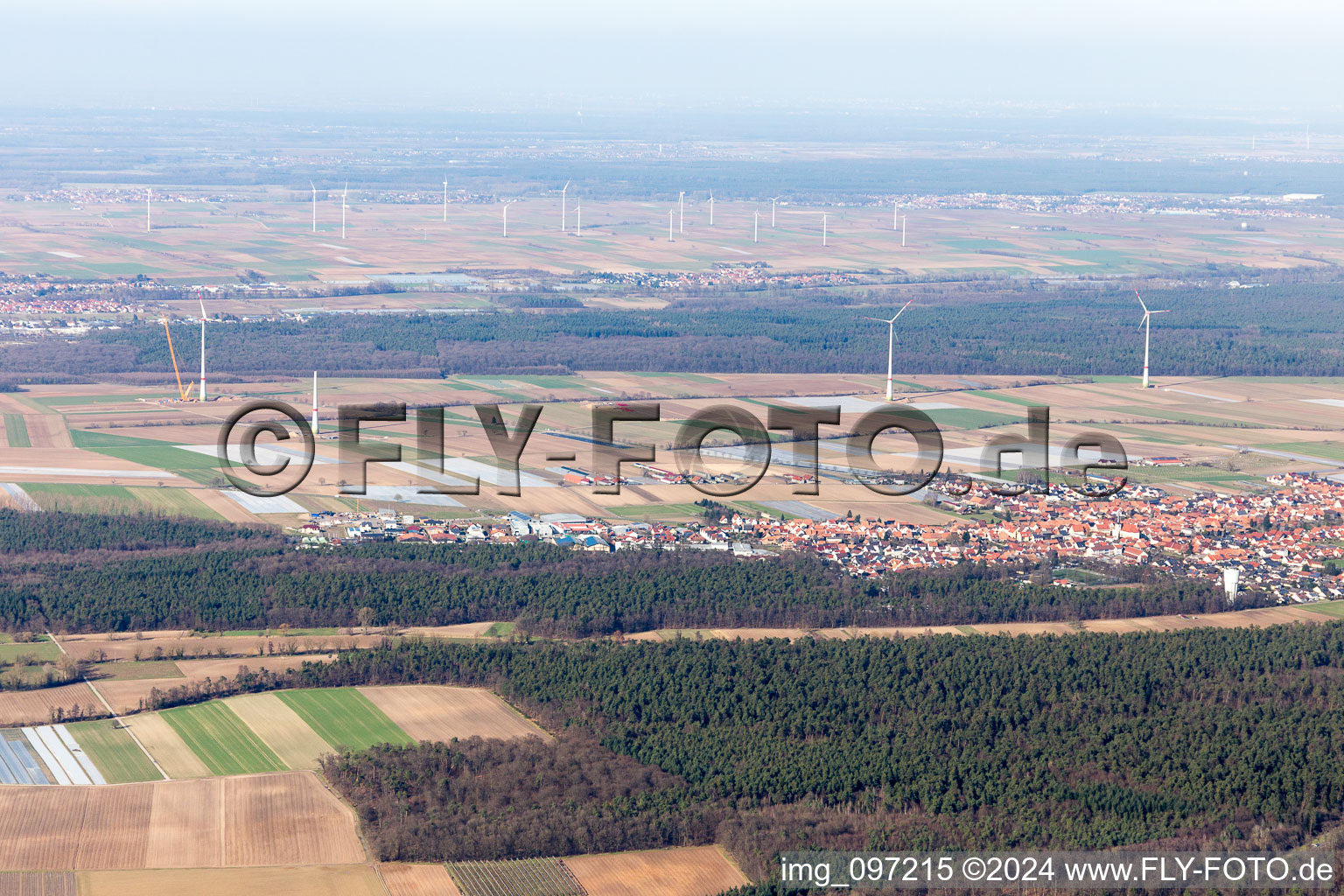 Kandel in the state Rhineland-Palatinate, Germany viewn from the air