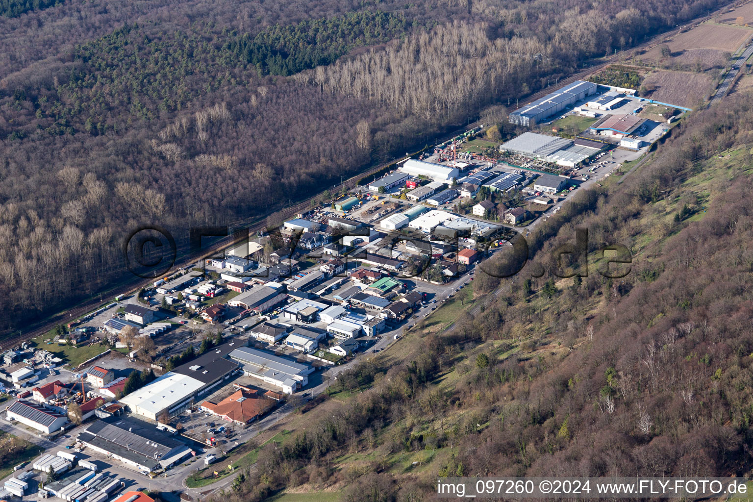 Industrial area in the Schollengarten in the district Untergrombach in Bruchsal in the state Baden-Wuerttemberg, Germany