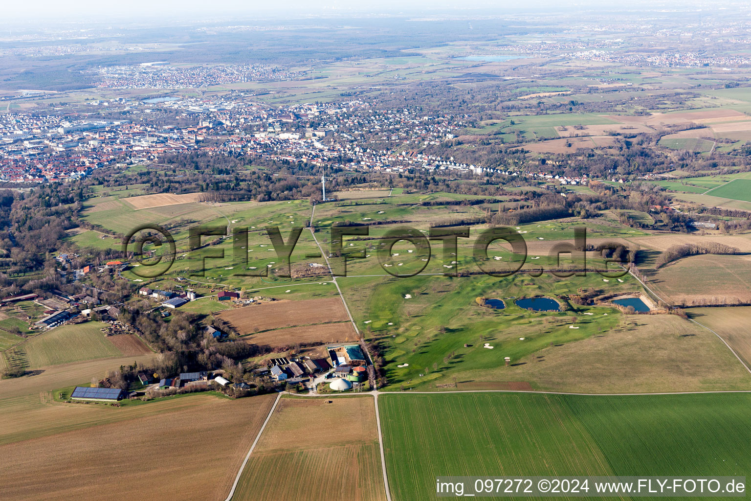 Aerial photograpy of Golf Club Bruchsal eV in Bruchsal in the state Baden-Wuerttemberg, Germany