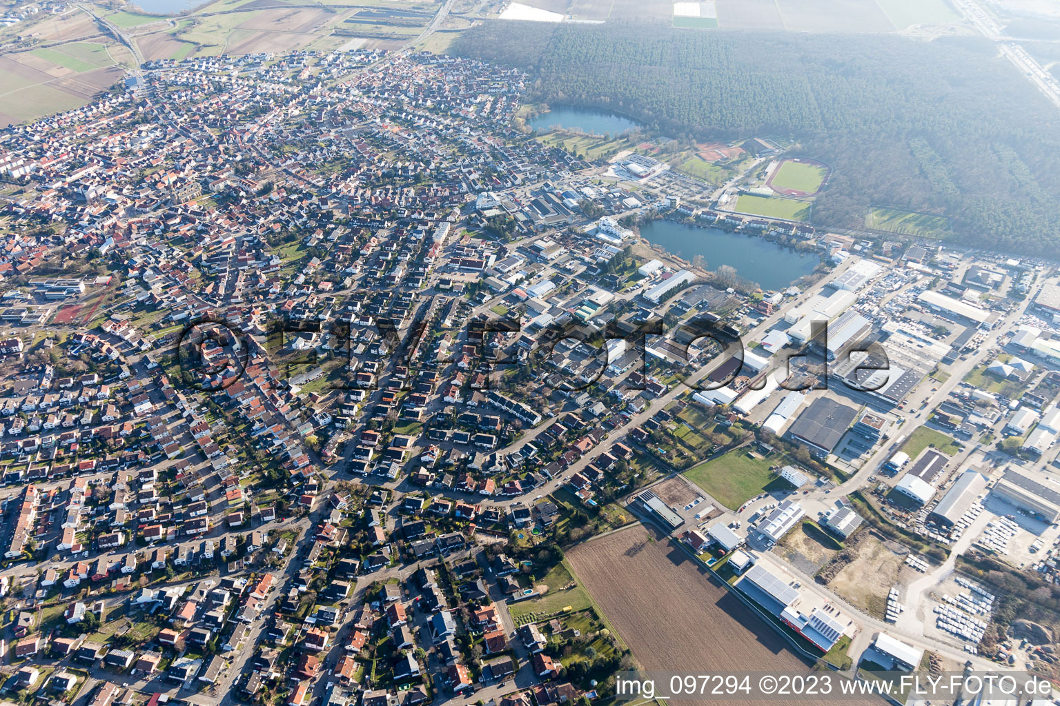 Bird's eye view of Forst in the state Baden-Wuerttemberg, Germany