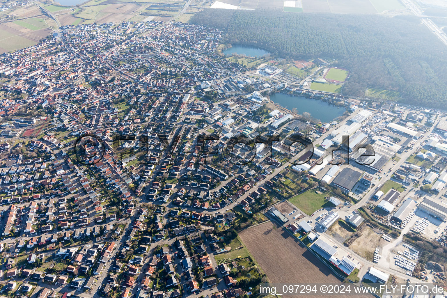 Forst in the state Baden-Wuerttemberg, Germany from the plane