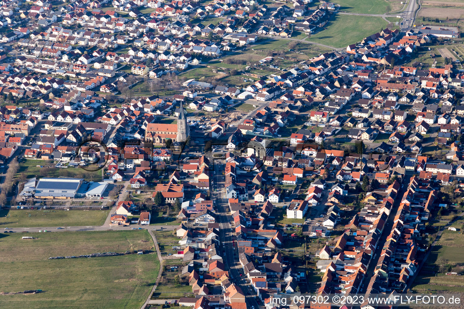 Drone image of Hambrücken in the state Baden-Wuerttemberg, Germany