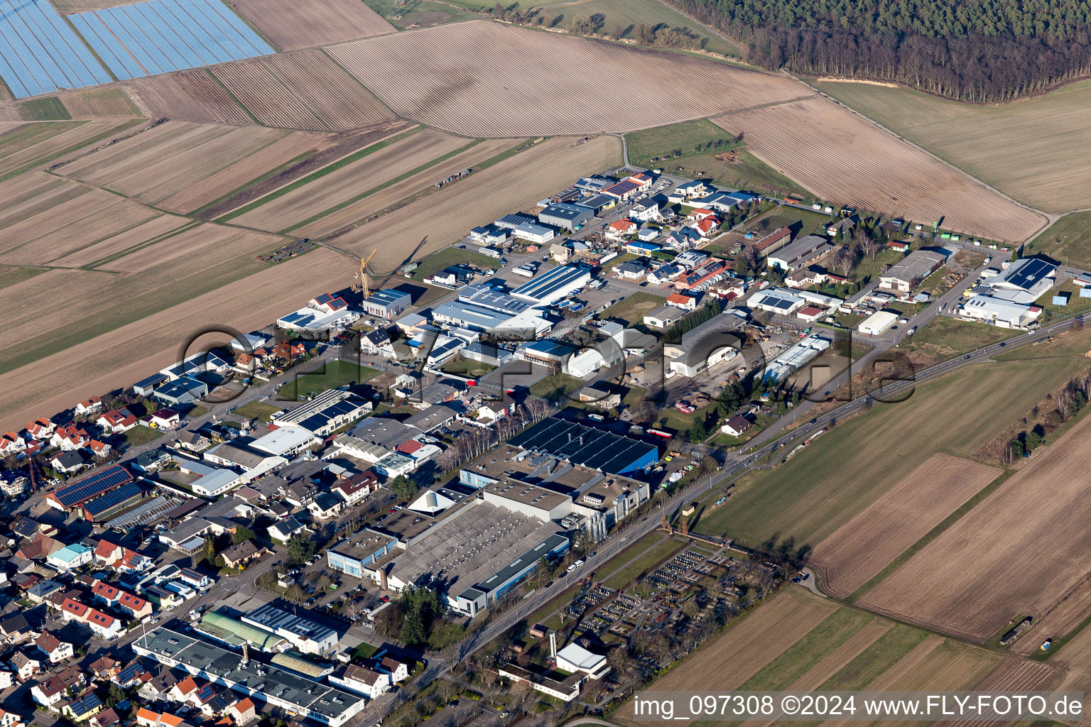 Hambrücken in the state Baden-Wuerttemberg, Germany seen from a drone