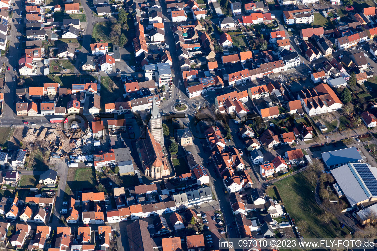 Aerial view of Hambrücken in the state Baden-Wuerttemberg, Germany