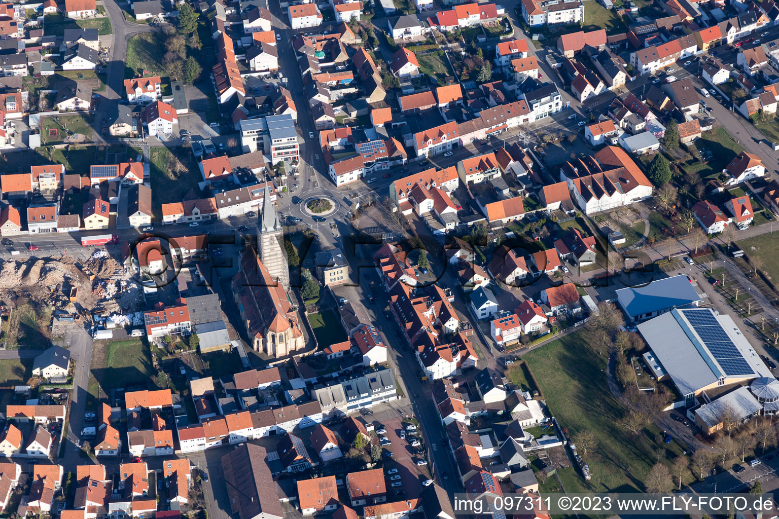 Aerial photograpy of Hambrücken in the state Baden-Wuerttemberg, Germany