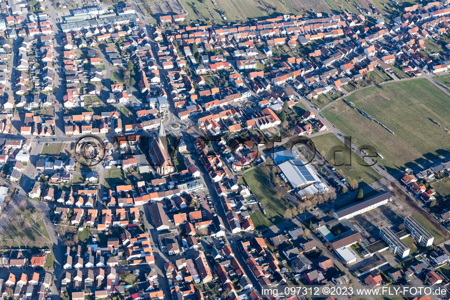 Oblique view of Hambrücken in the state Baden-Wuerttemberg, Germany