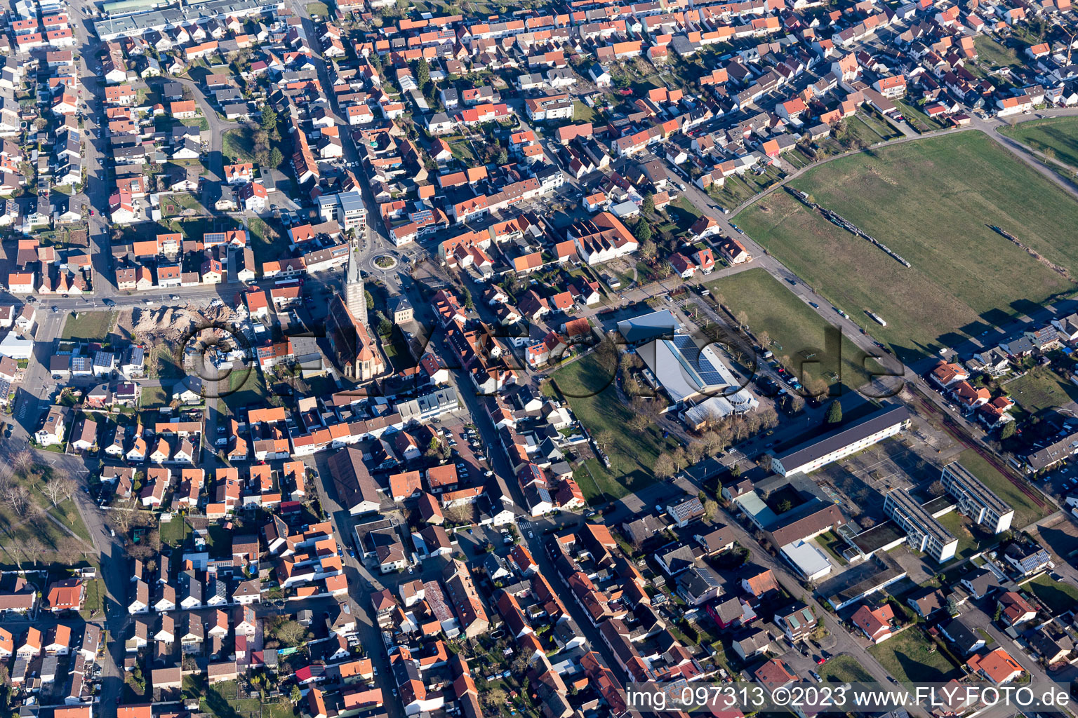 Hambrücken in the state Baden-Wuerttemberg, Germany from above