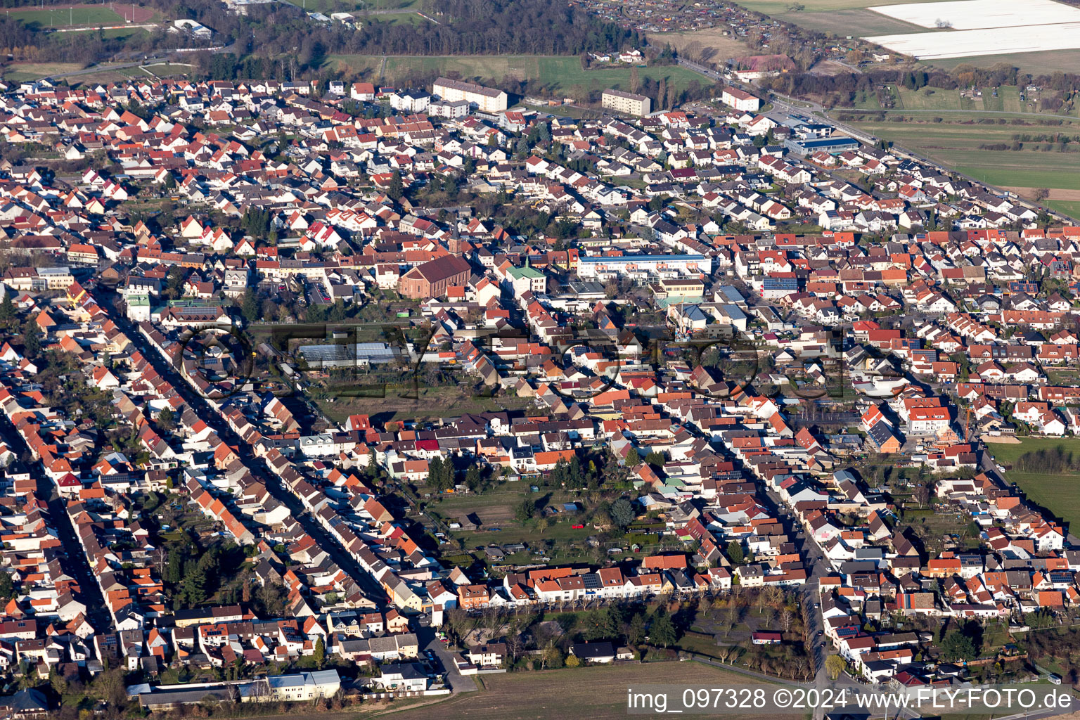 From the southwest in the district Wiesental in Waghäusel in the state Baden-Wuerttemberg, Germany