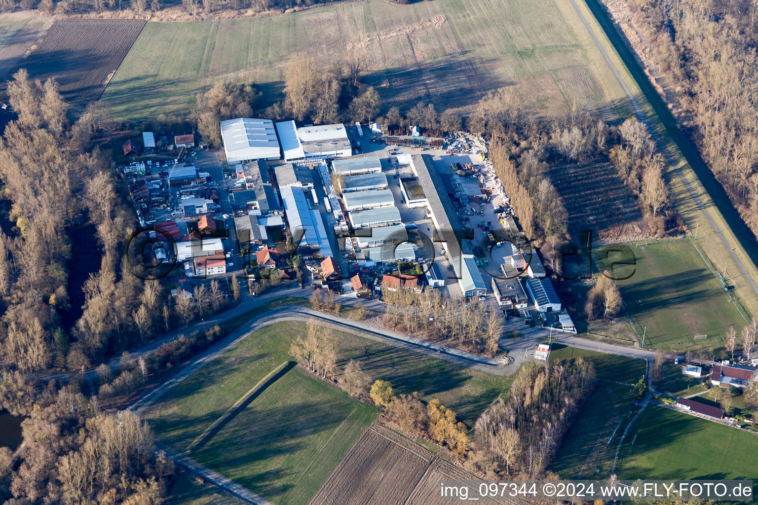 Industrial area in the Rauhweiden in the district Heiligenstein in Römerberg in the state Rhineland-Palatinate, Germany