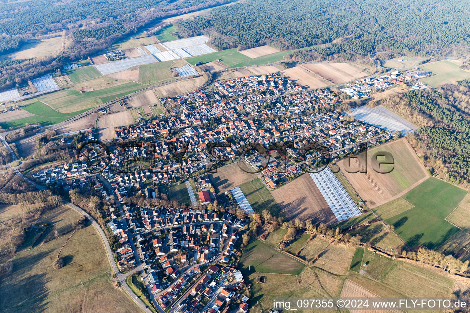 Hanhofen in the state Rhineland-Palatinate, Germany from a drone