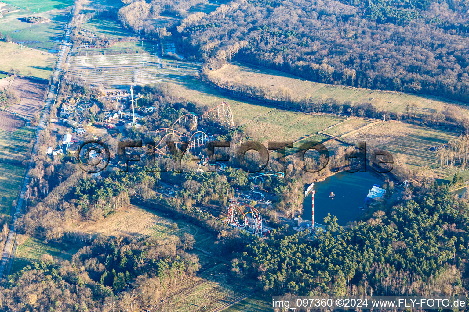 Aerial view of Holiday Park in Haßloch in the state Rhineland-Palatinate, Germany