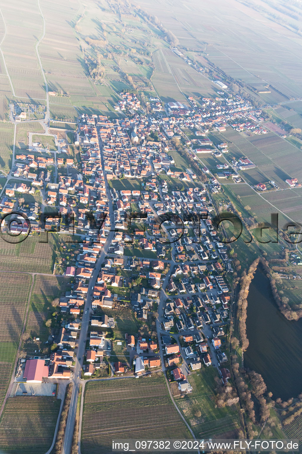 Oblique view of Kirrweiler in the state Rhineland-Palatinate, Germany