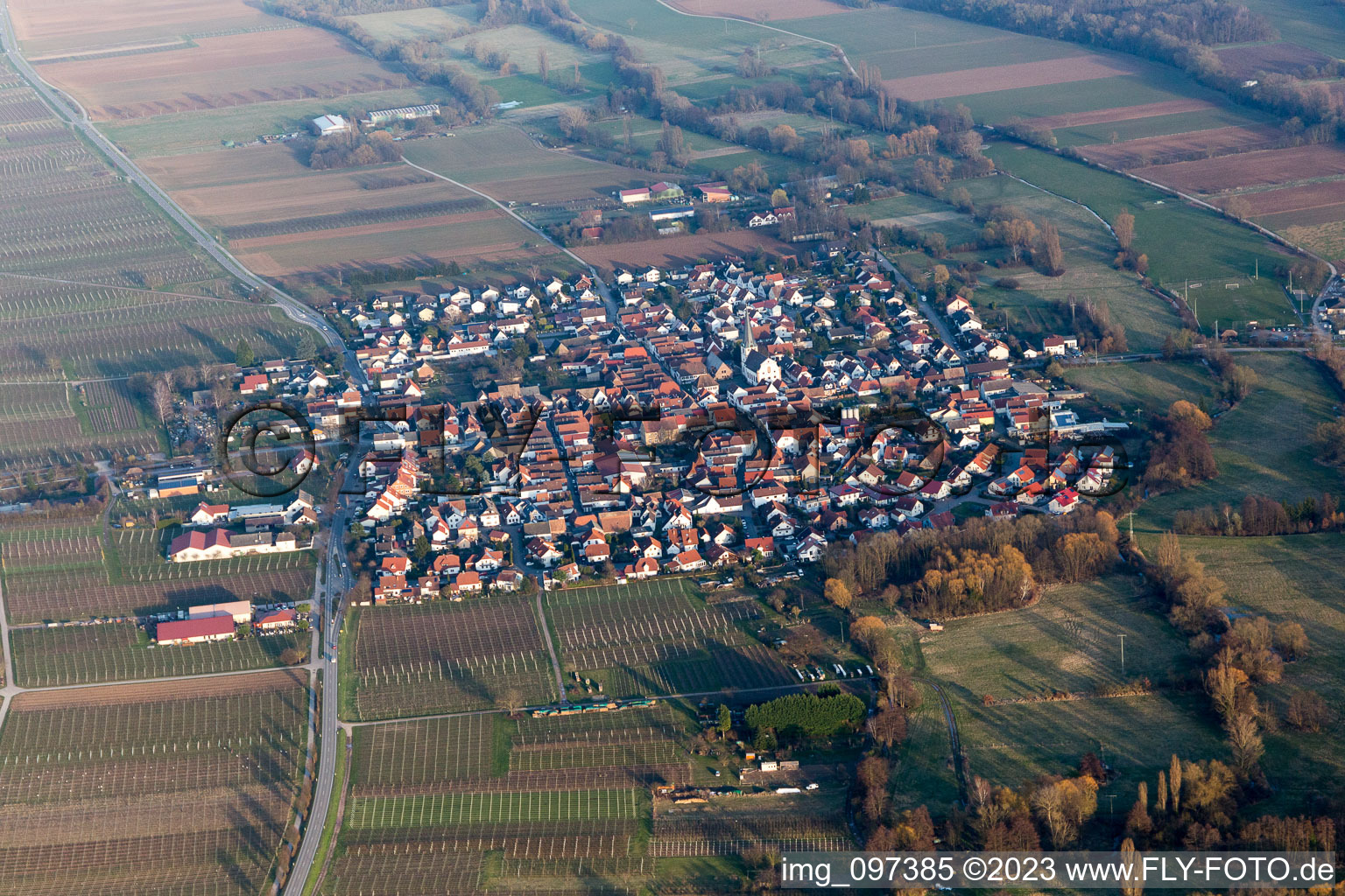 Drone image of Edenkoben in the state Rhineland-Palatinate, Germany