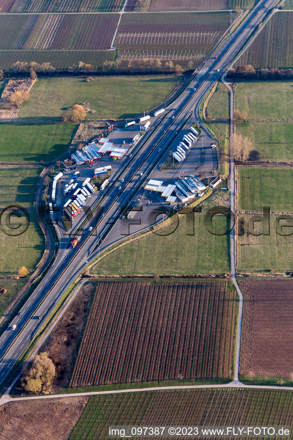 Edenkoben in the state Rhineland-Palatinate, Germany from the drone perspective