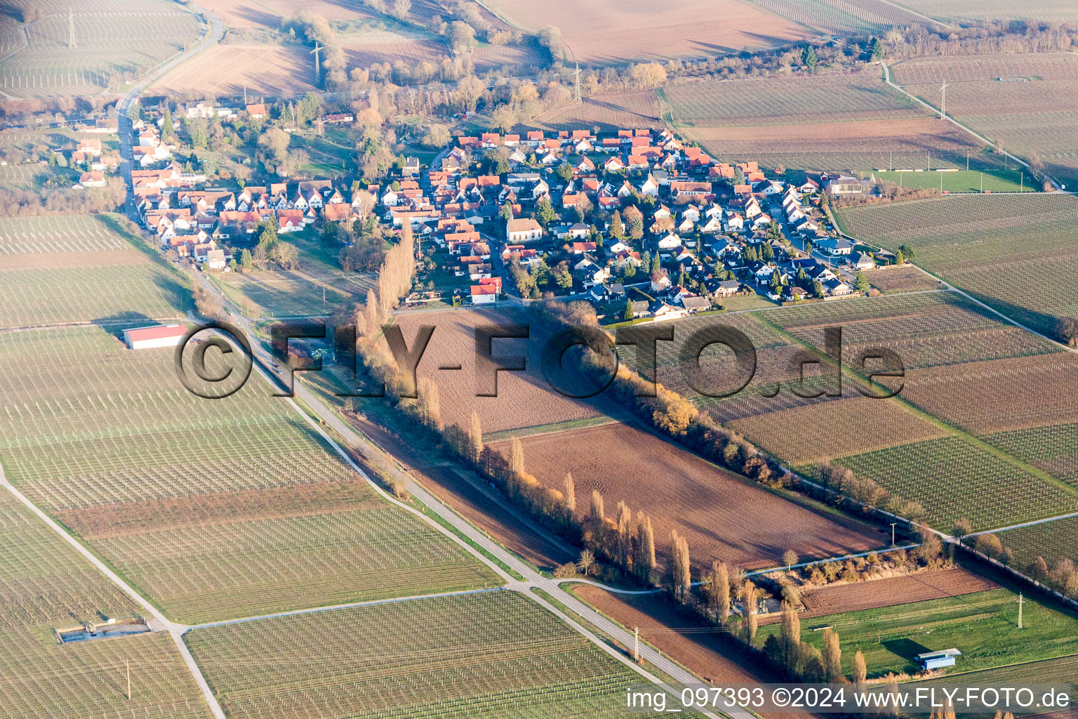 Aerial photograpy of Walsheim in the state Rhineland-Palatinate, Germany