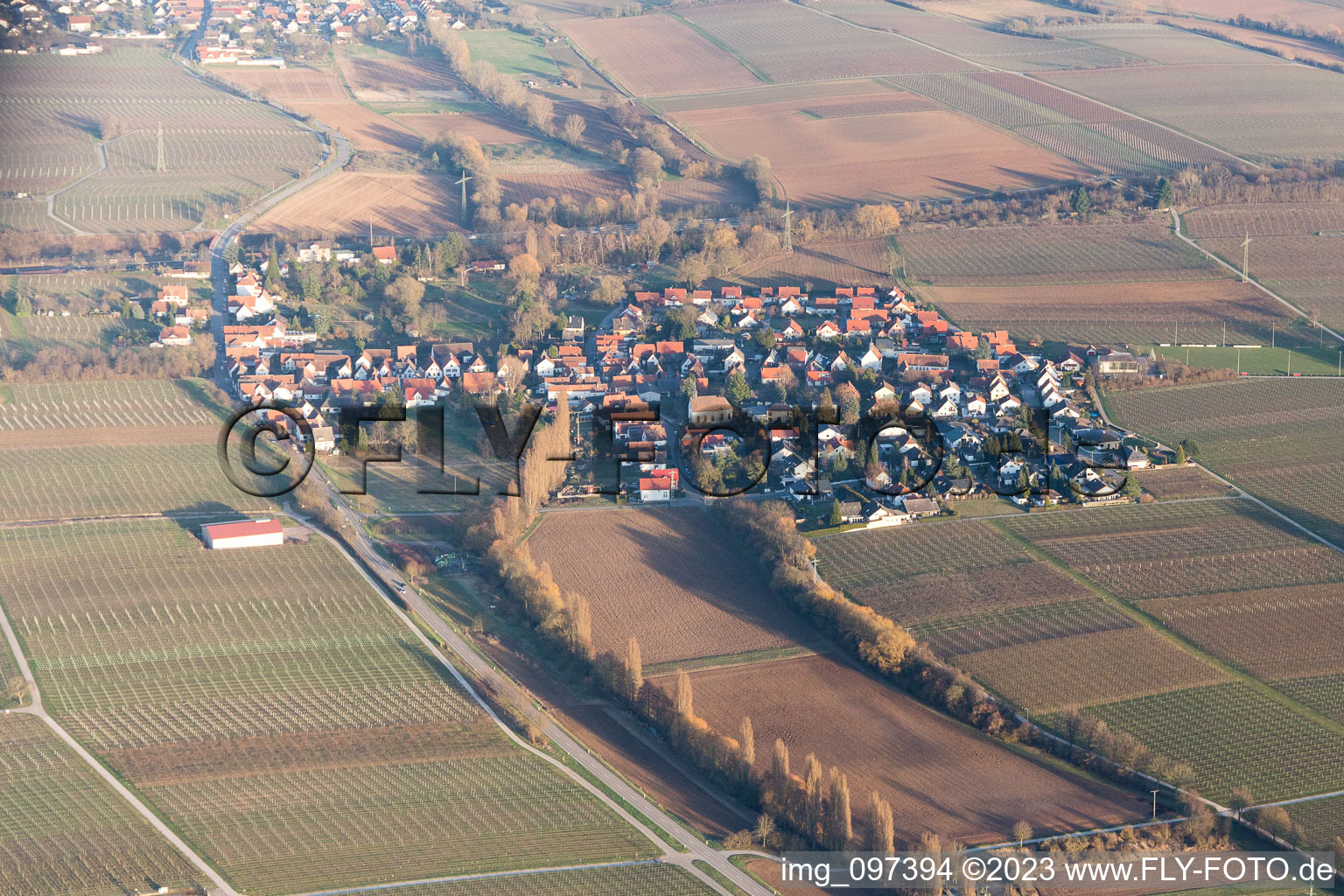 Oblique view of Walsheim in the state Rhineland-Palatinate, Germany