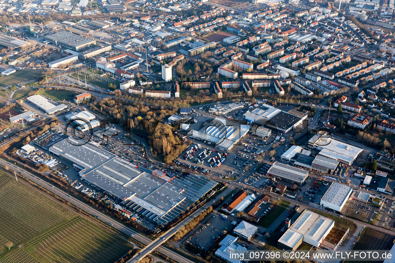 North industrial area in Landau in der Pfalz in the state Rhineland-Palatinate, Germany out of the air