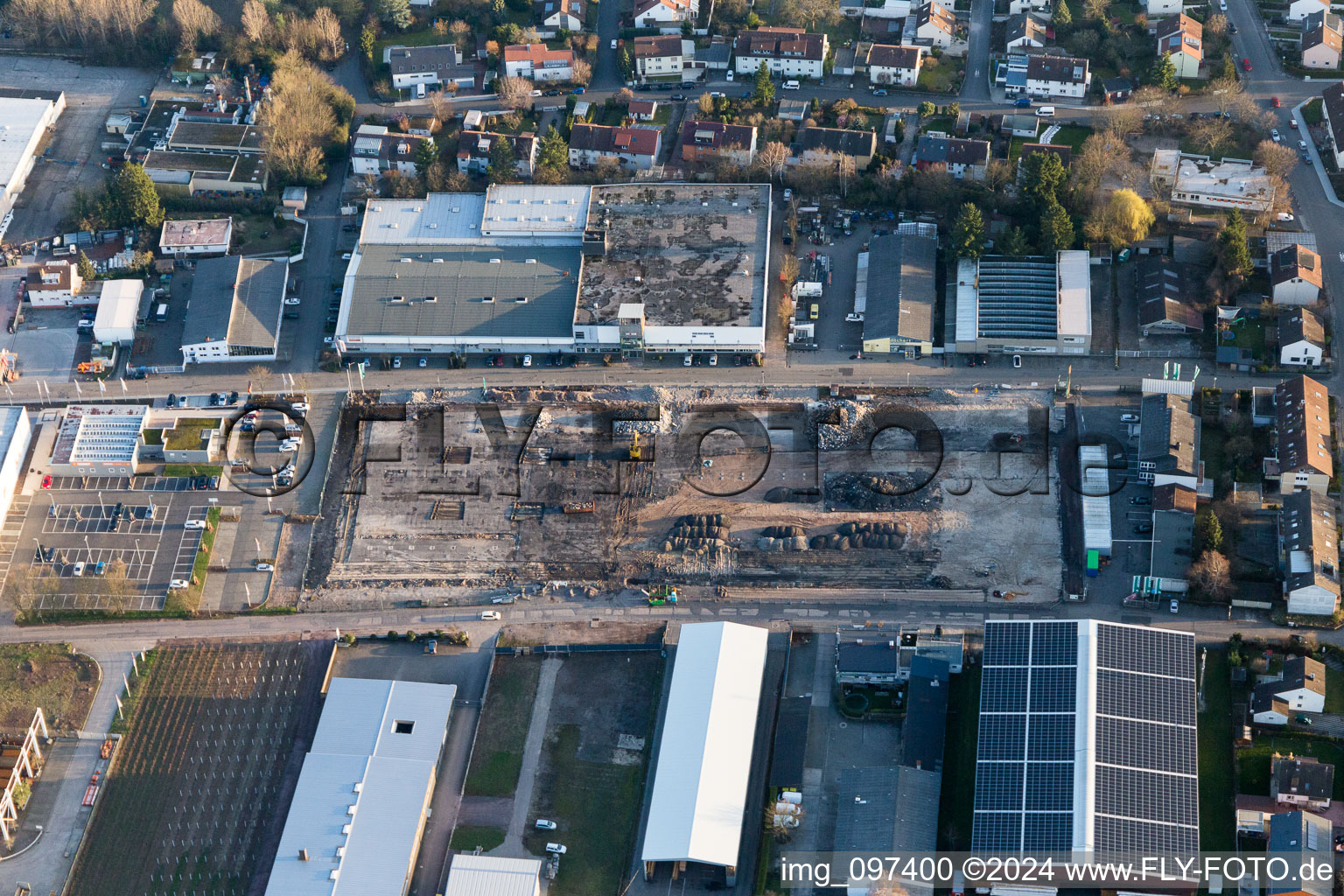 North industrial area in Landau in der Pfalz in the state Rhineland-Palatinate, Germany viewn from the air