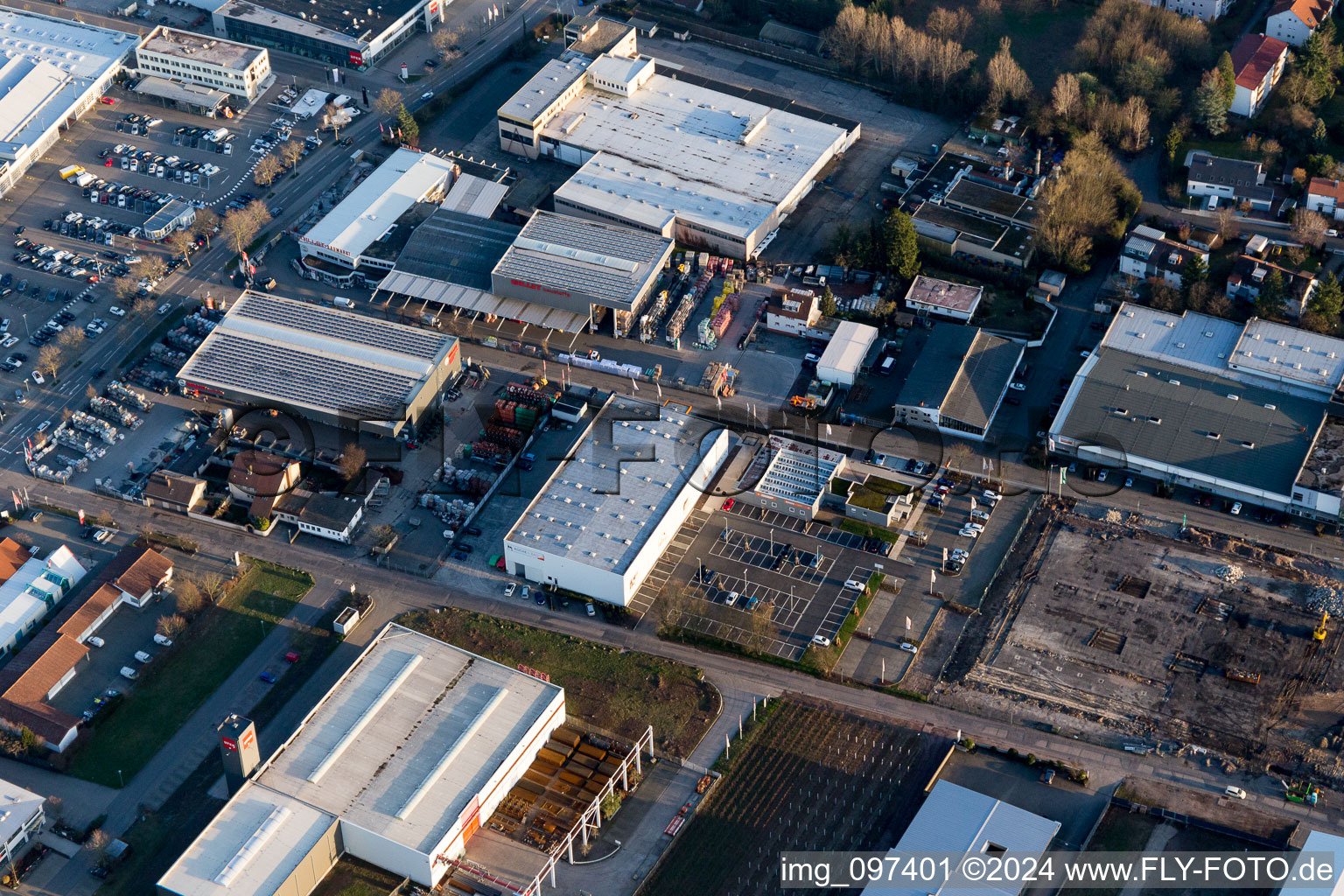 Drone recording of Industrial area north in Landau in der Pfalz in the state Rhineland-Palatinate, Germany