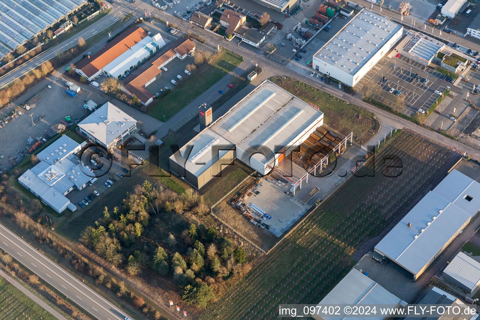 Drone image of Industrial area north in Landau in der Pfalz in the state Rhineland-Palatinate, Germany