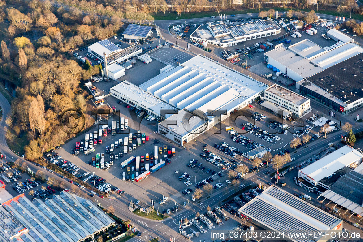 Industrial area north in Landau in der Pfalz in the state Rhineland-Palatinate, Germany from the drone perspective