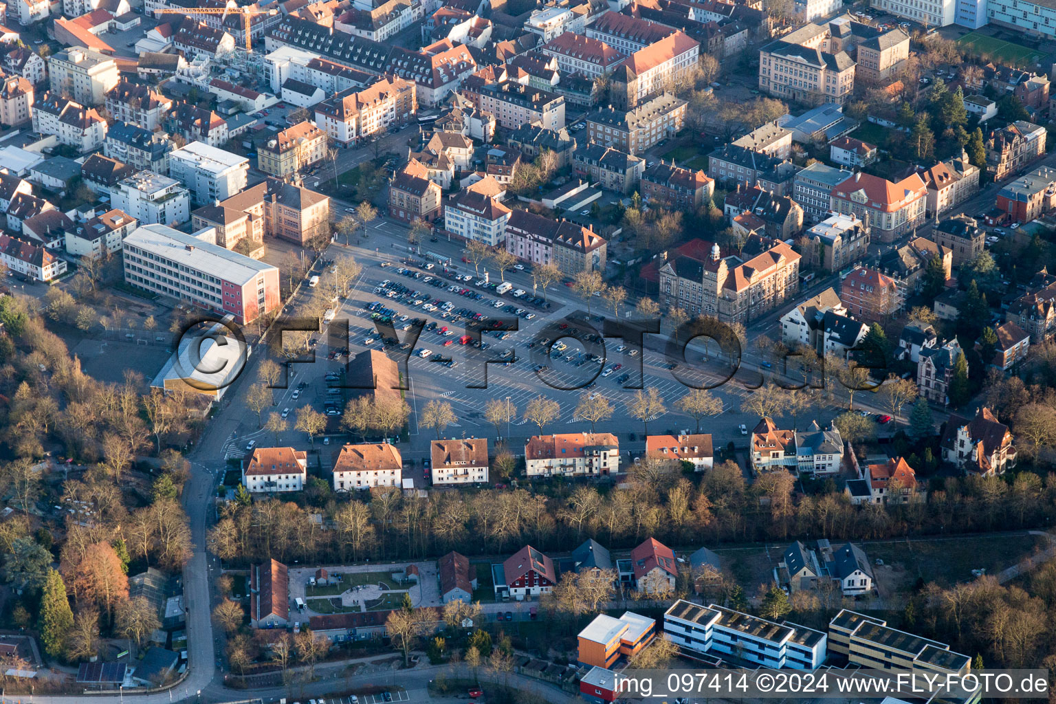 Landau in der Pfalz in the state Rhineland-Palatinate, Germany seen from a drone