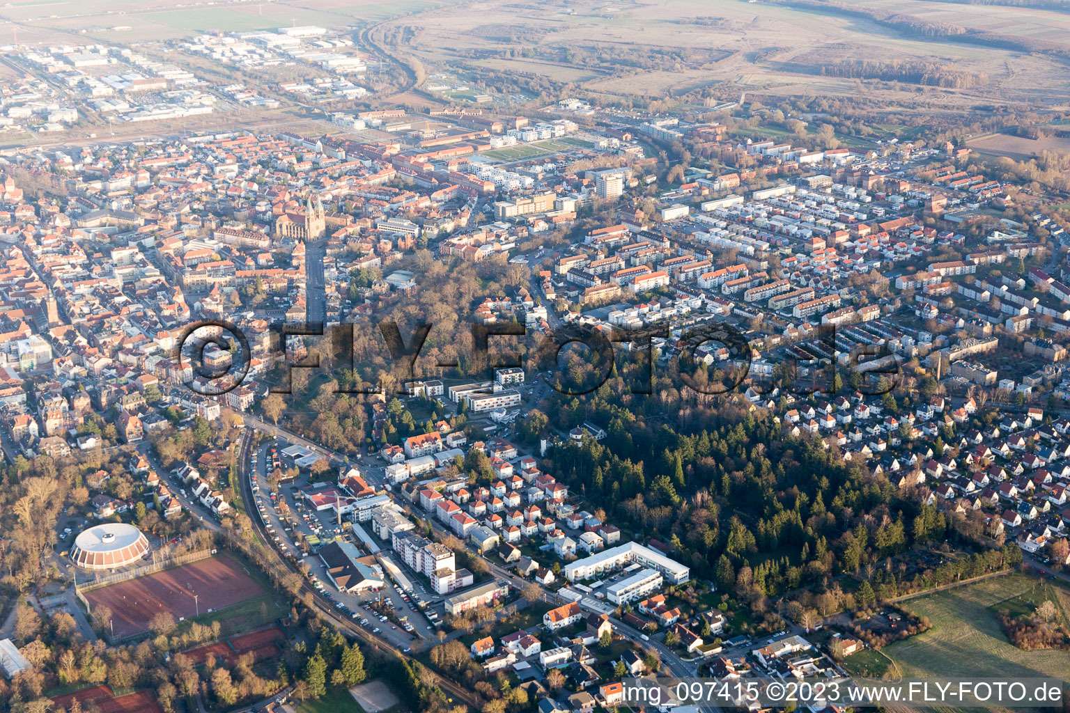 Aerial view of Landau in der Pfalz in the state Rhineland-Palatinate, Germany
