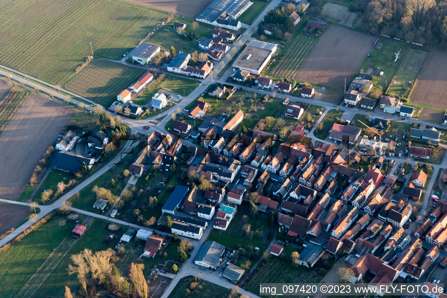 District Heuchelheim in Heuchelheim-Klingen in the state Rhineland-Palatinate, Germany out of the air