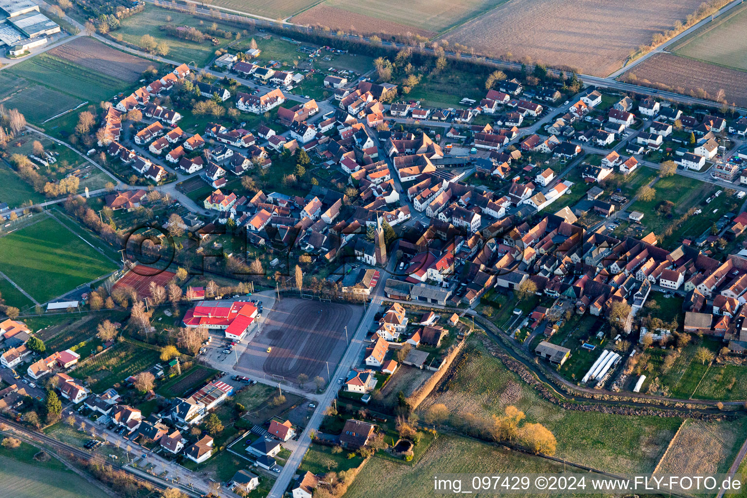 Oblique view of Fairground in the district Drusweiler in Kapellen-Drusweiler in the state Rhineland-Palatinate, Germany