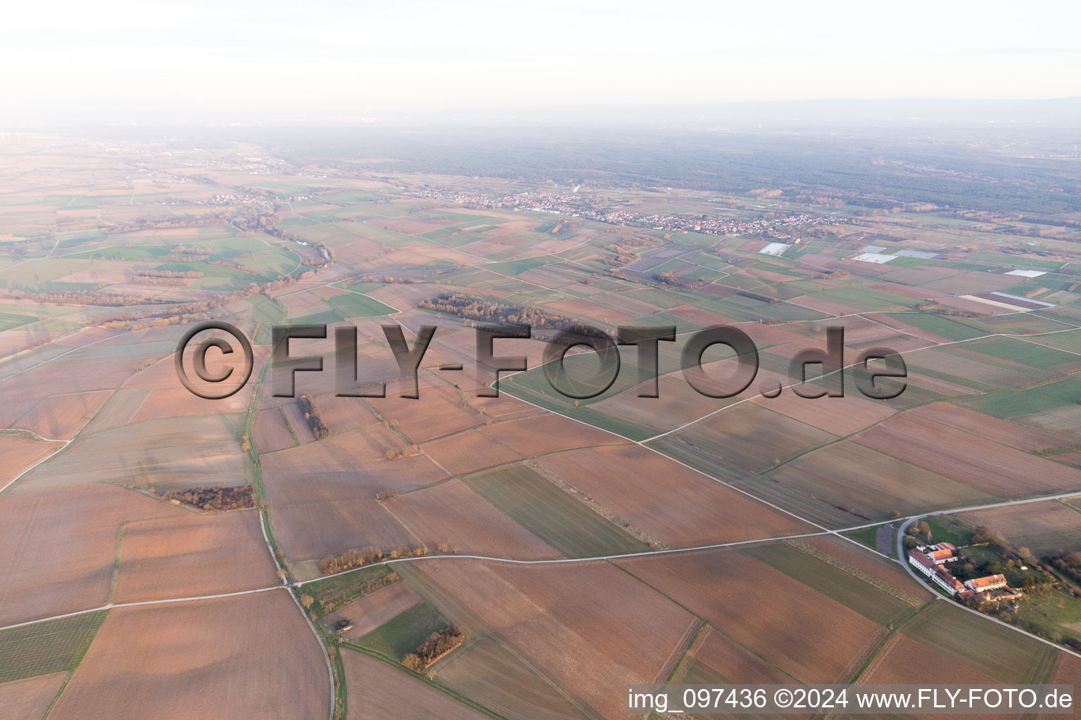 Oberotterbach in the state Rhineland-Palatinate, Germany from the plane