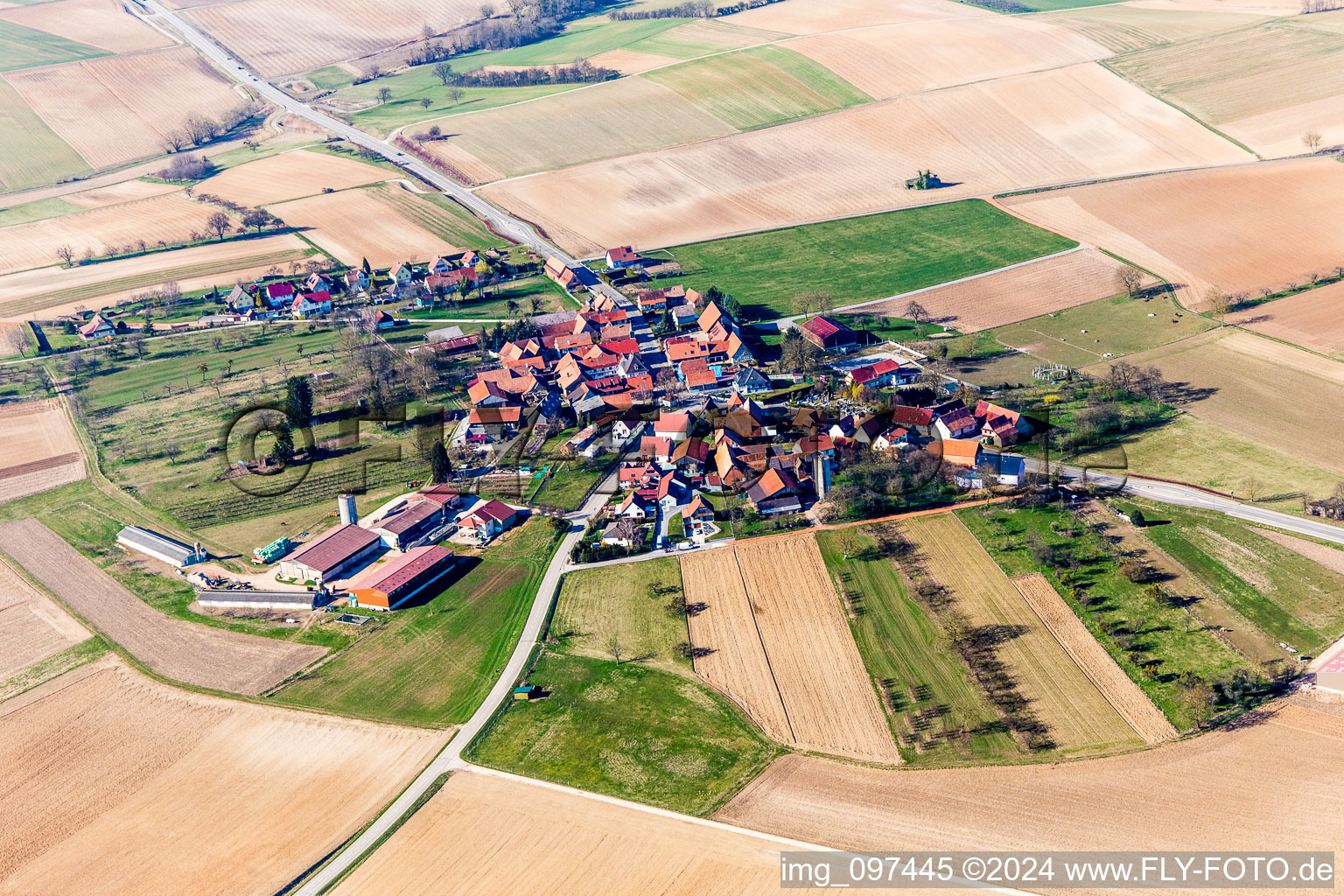 Aerial view of Betschdorf in the state Bas-Rhin, France