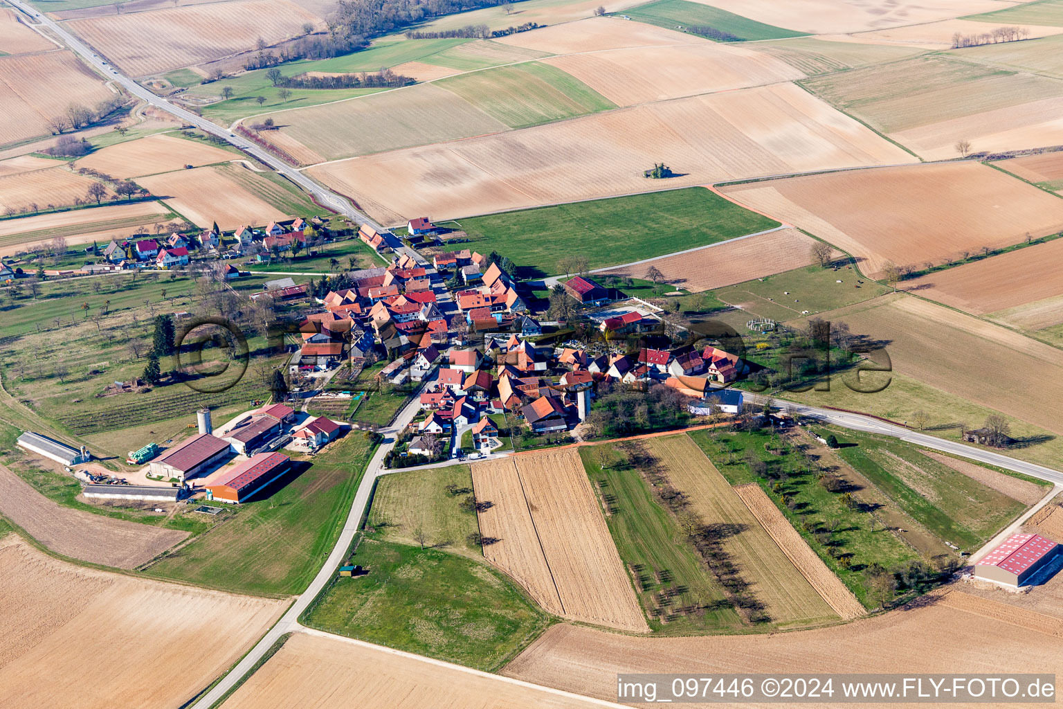 Drone recording of Rittershoffen in the state Bas-Rhin, France