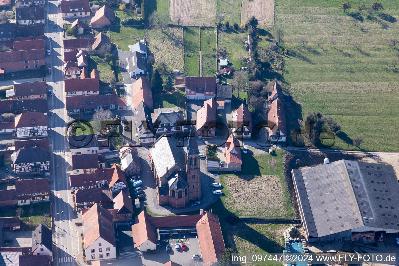 Church building in the village of in Betschdorf in Grand Est, France