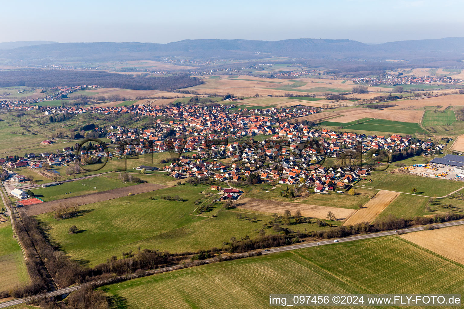 Town View of the streets and houses of the residential areas in Surbourg in Grand Est, France