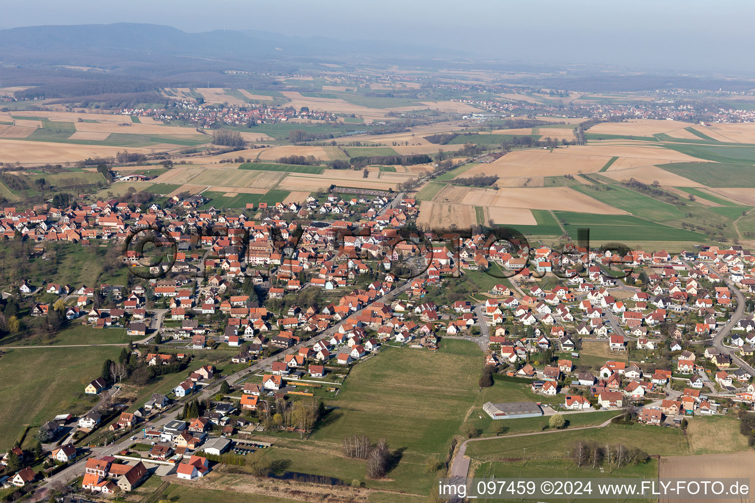 Aerial view of Surbourg in the state Bas-Rhin, France