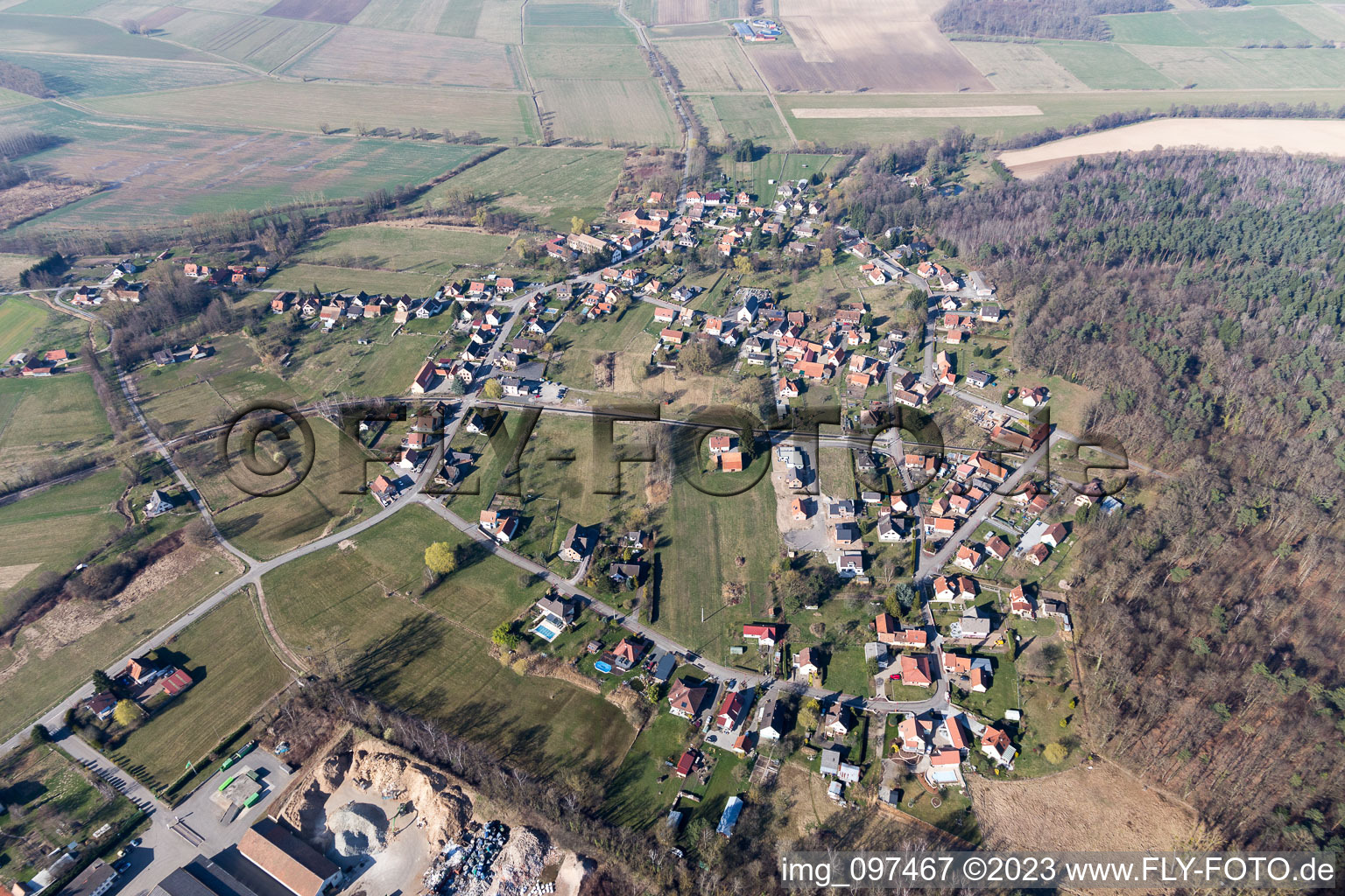 Aerial photograpy of Biblisheim in the state Bas-Rhin, France
