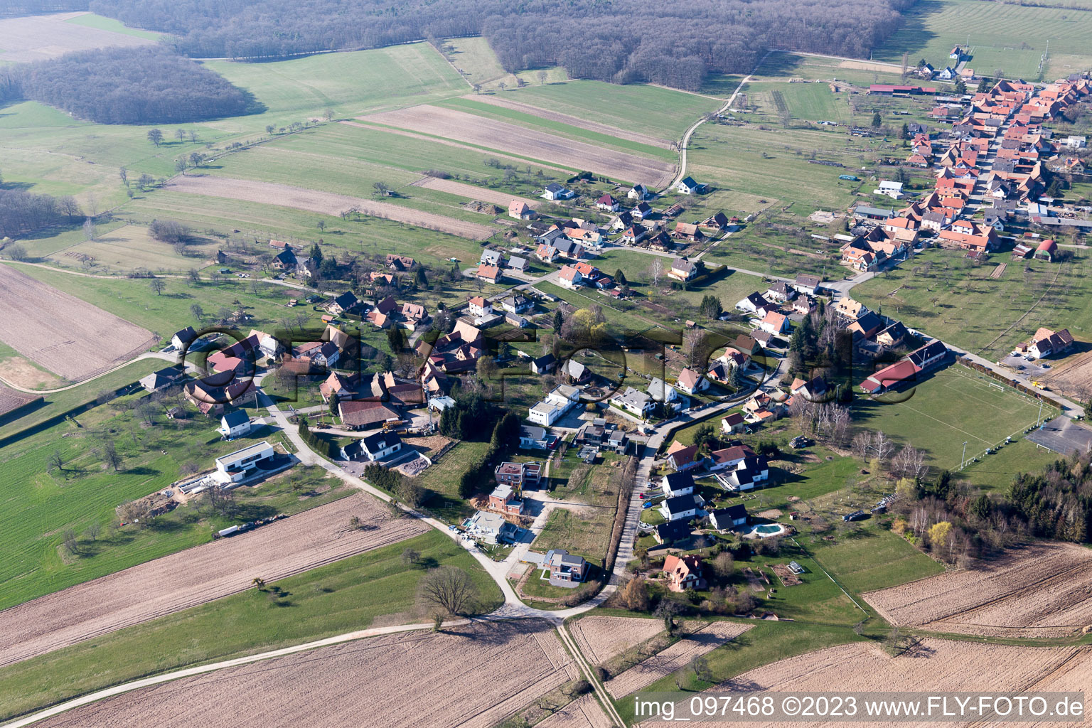 Aerial photograpy of Eschbach in the state Bas-Rhin, France