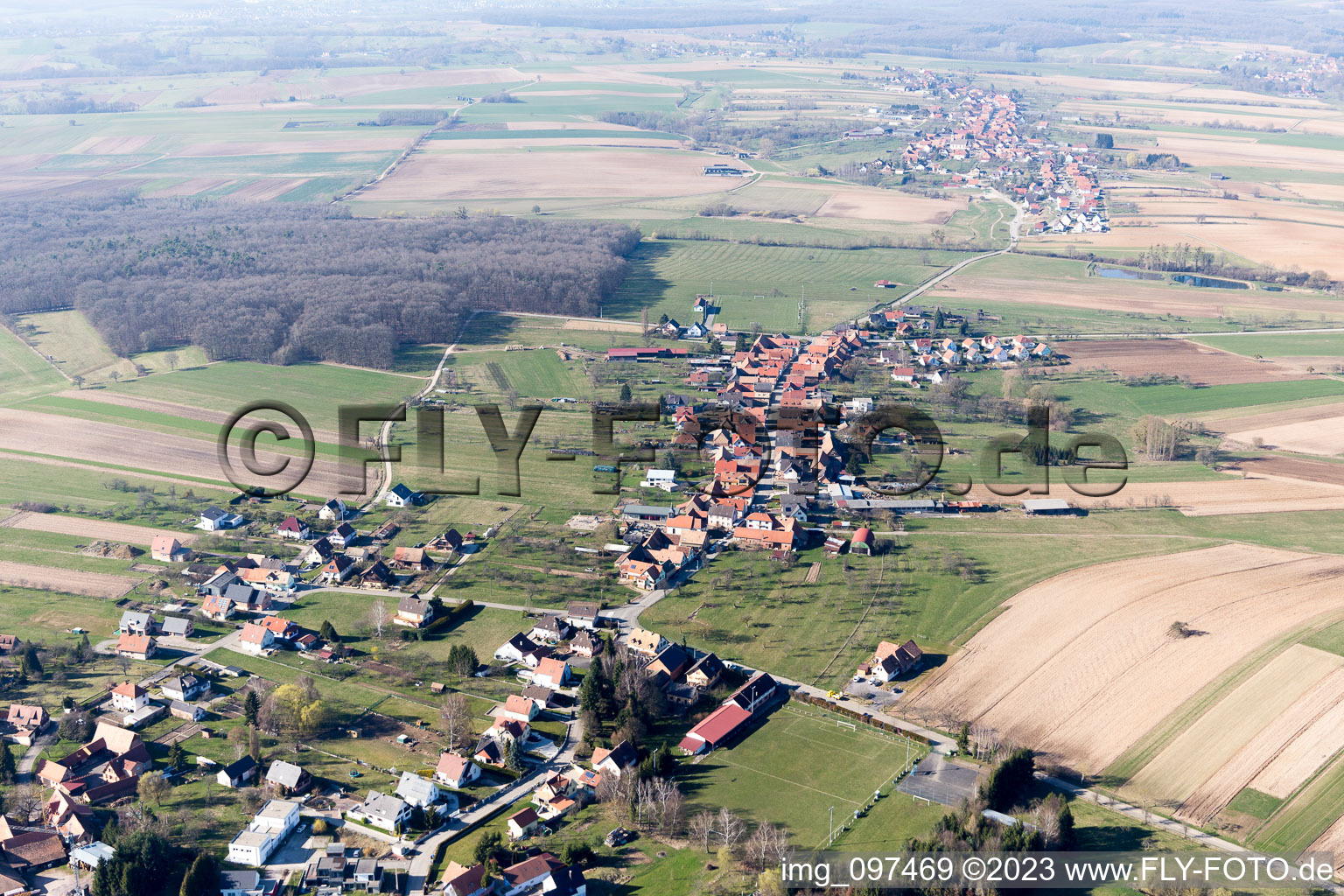 Oblique view of Eschbach in the state Bas-Rhin, France