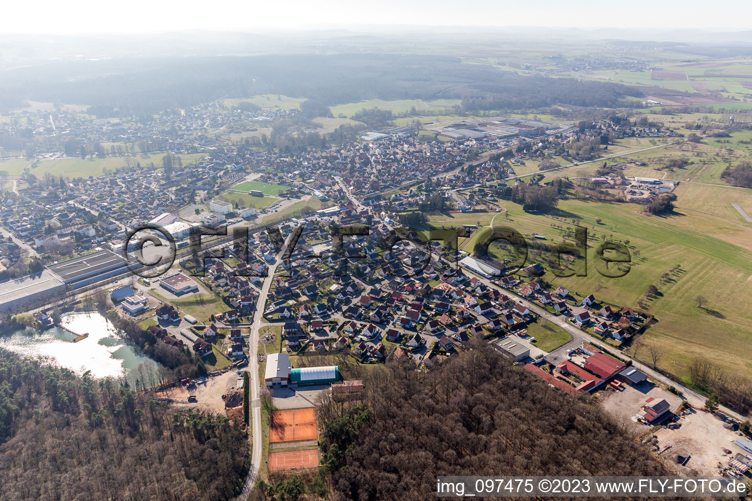 Aerial view of Laubach in the state Bas-Rhin, France