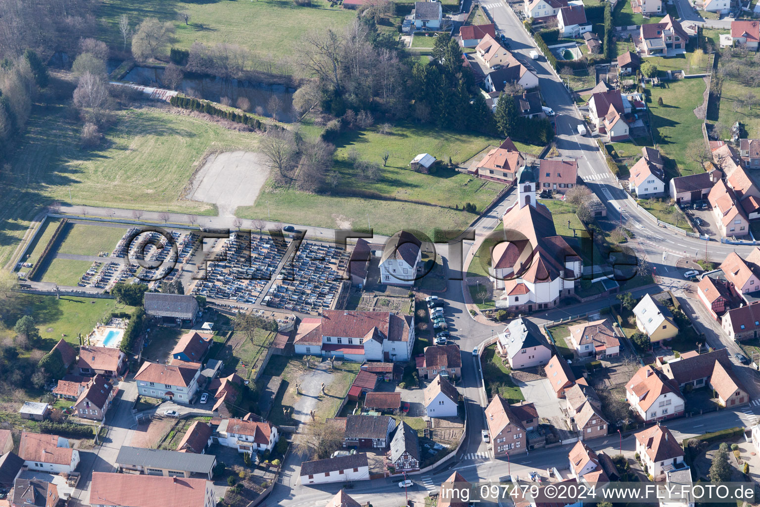 Aerial photograpy of Mertzwiller in the state Bas-Rhin, France