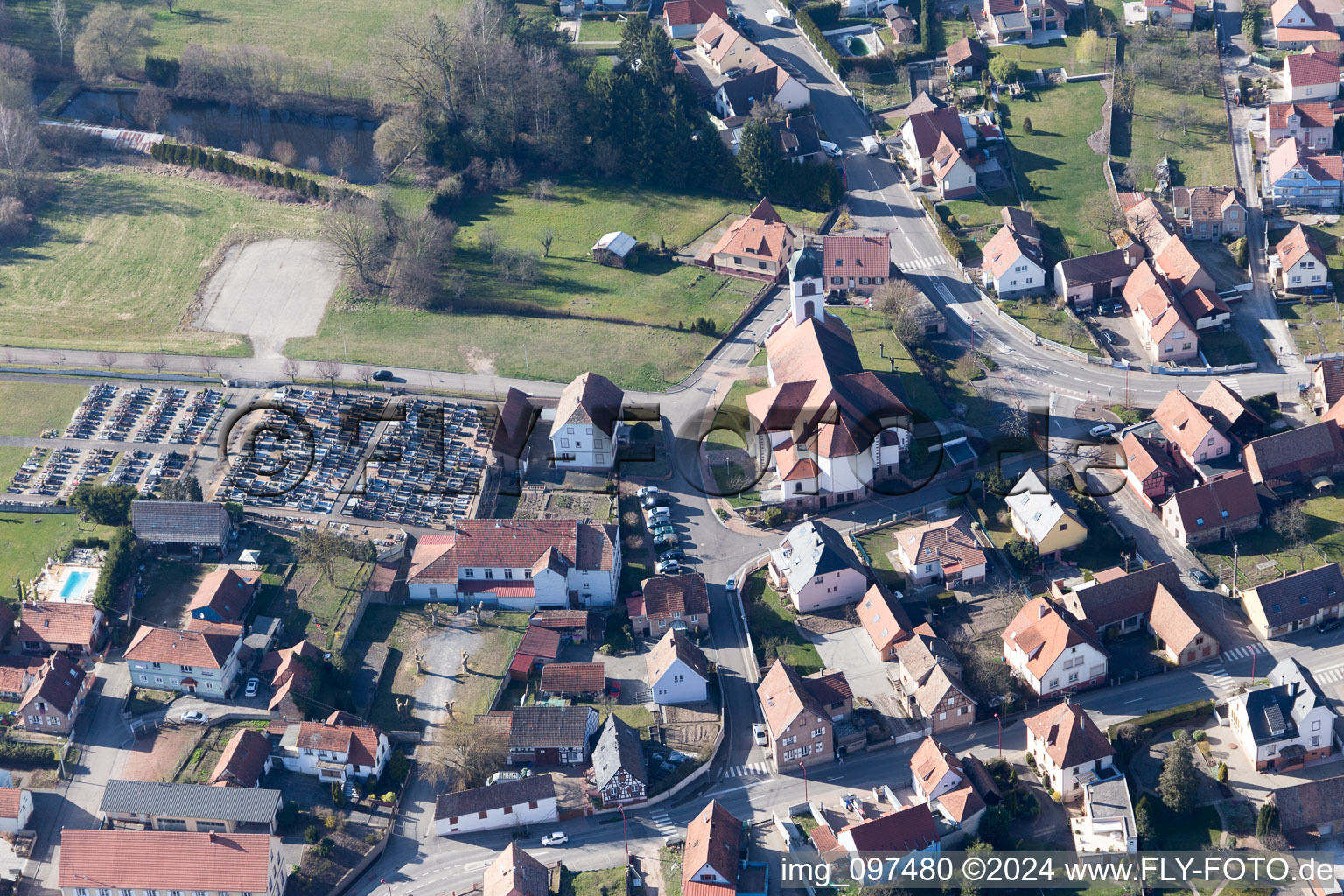 Oblique view of Mertzwiller in the state Bas-Rhin, France