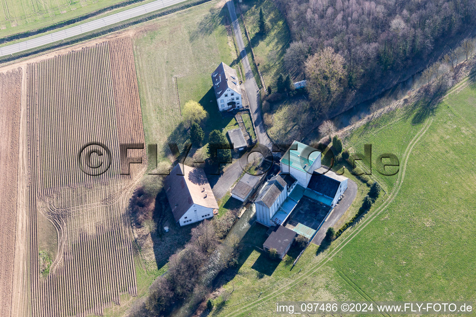 Mertzwiller in the state Bas-Rhin, France viewn from the air