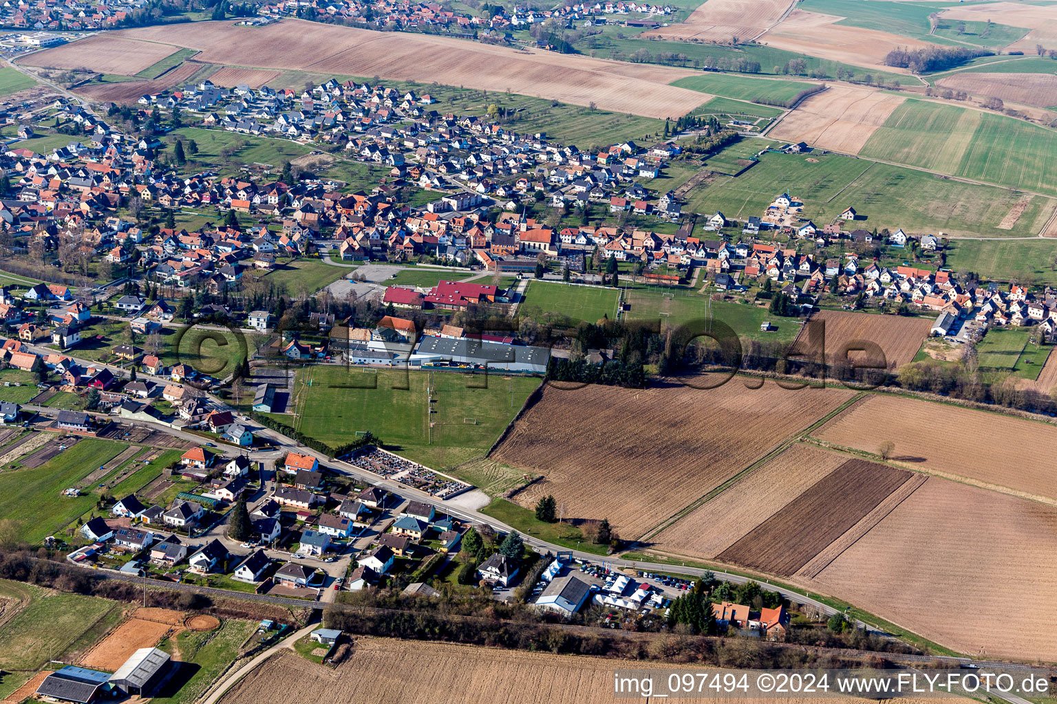 Aerial view of Val de Moder in the state Bas-Rhin, France