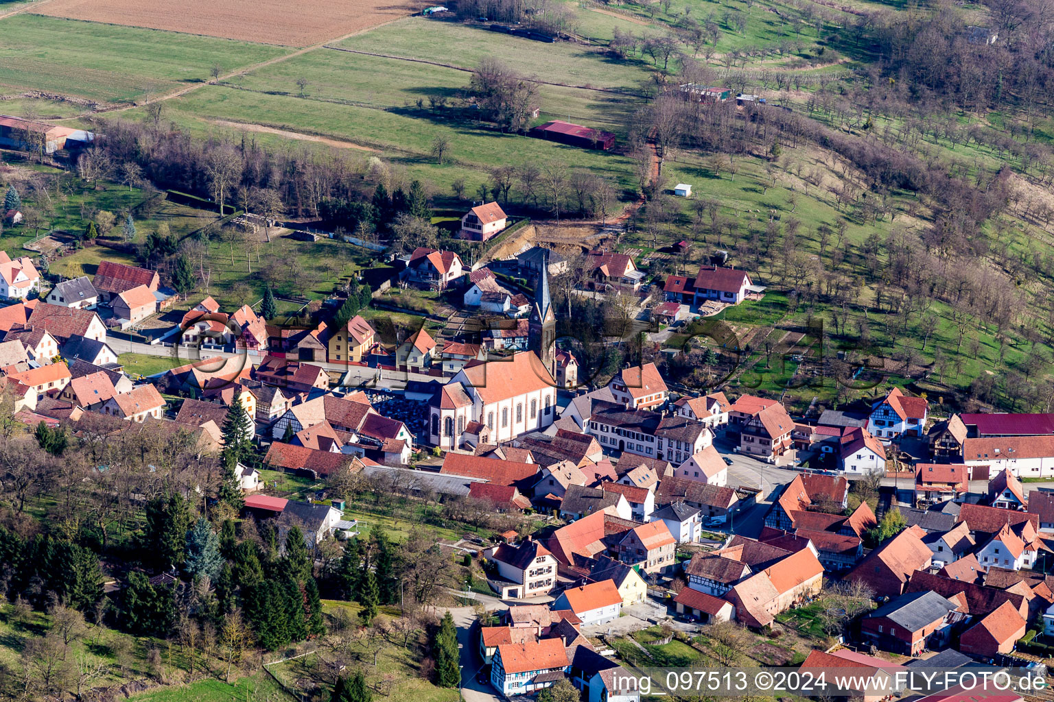 Church building in the village of in Ettendorf in Grand Est, France