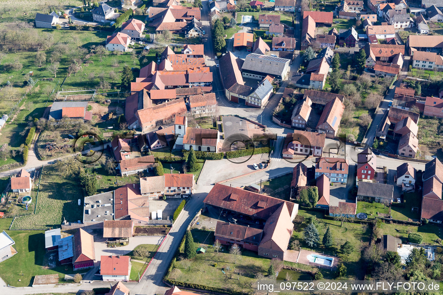 Ettendorf in the state Bas-Rhin, France from the plane