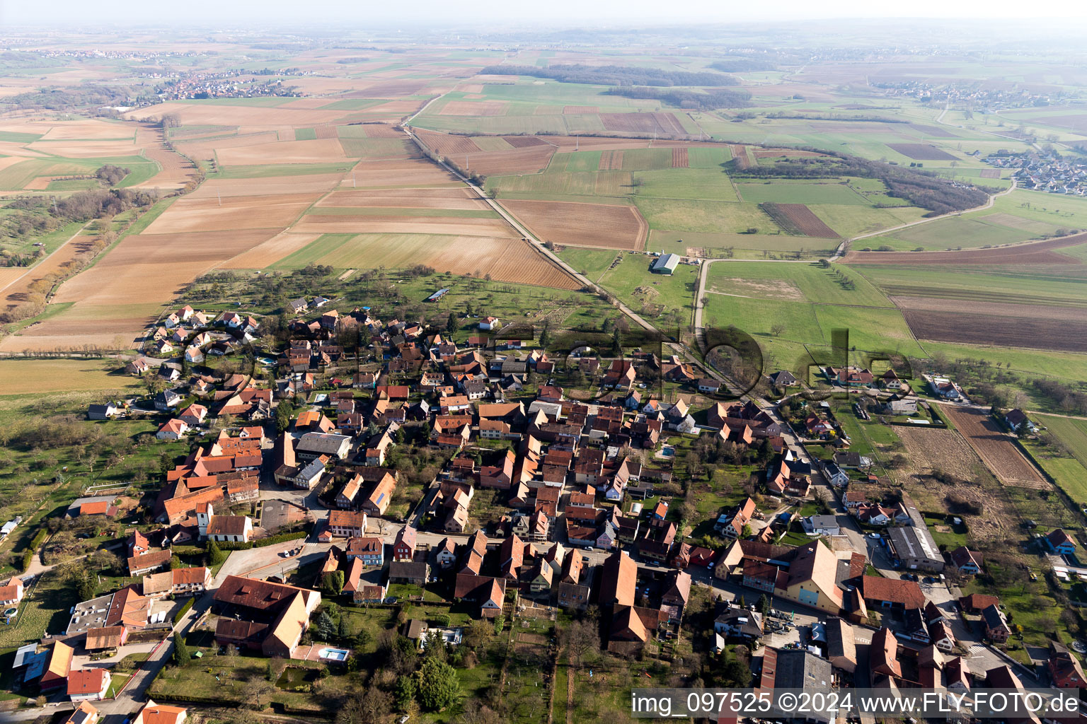 Drone recording of Ettendorf in the state Bas-Rhin, France